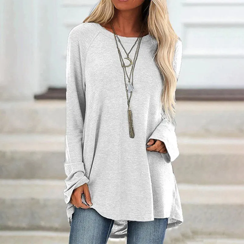 Round Neck Long Sleeve Oversized T-Shirt