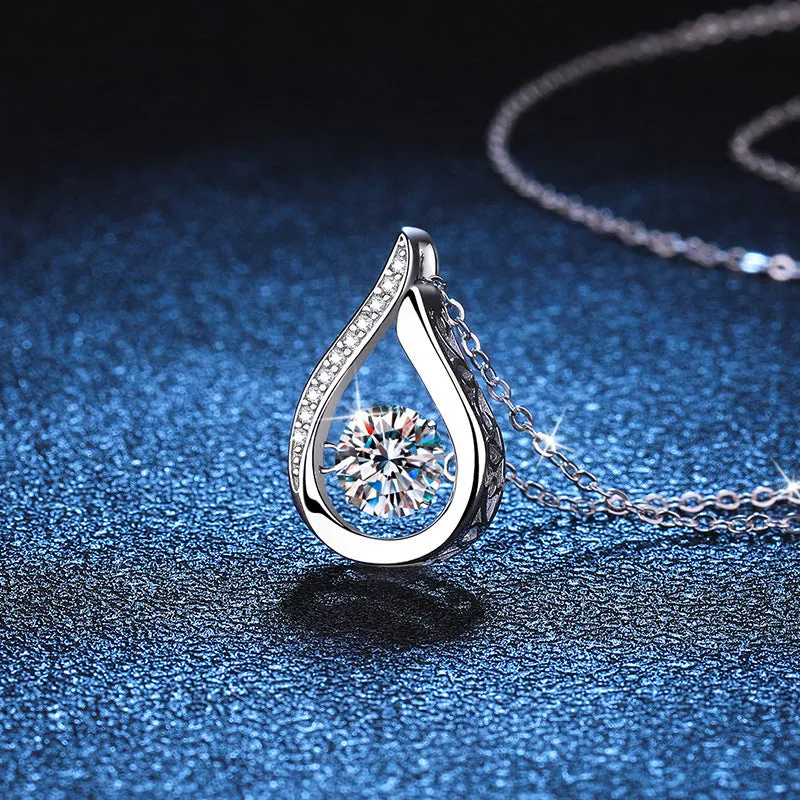 S925 Sterling Silver Water Drop Pendant Necklace - Exquisite Luxury Necklace with Dazzling Moissanite, Fashionable and Versatile Design, Perfect Party and Wedding Anniversary Gift for Her