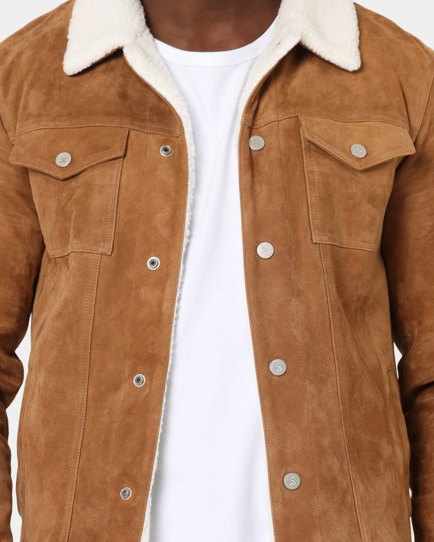 Saint Morta Suede Sherpa Jacket Tan/Cream