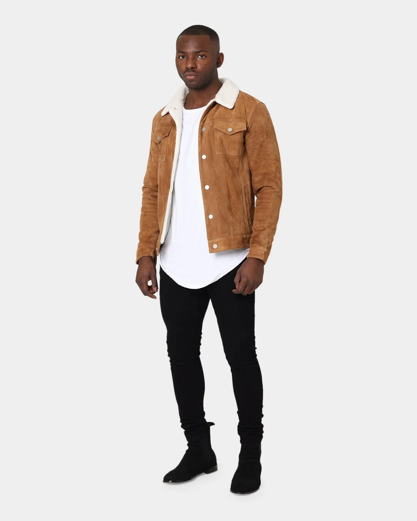 Saint Morta Suede Sherpa Jacket Tan/Cream