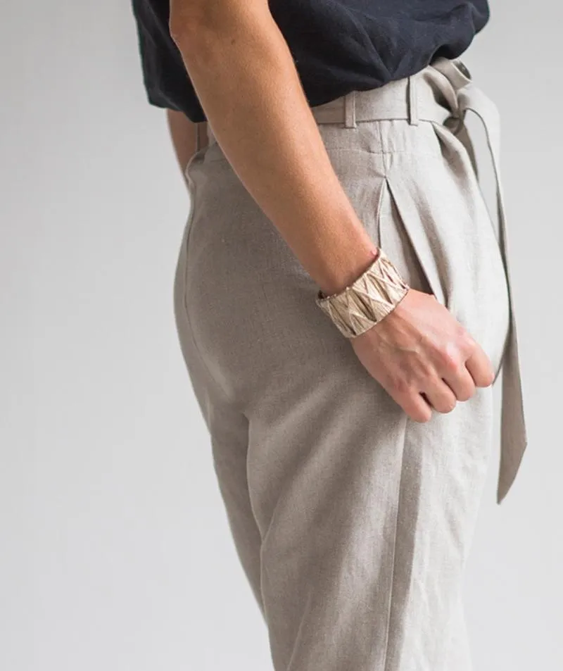 SAMPLE SALE<br>Flax Linen Belted Trousers<br> Size 10