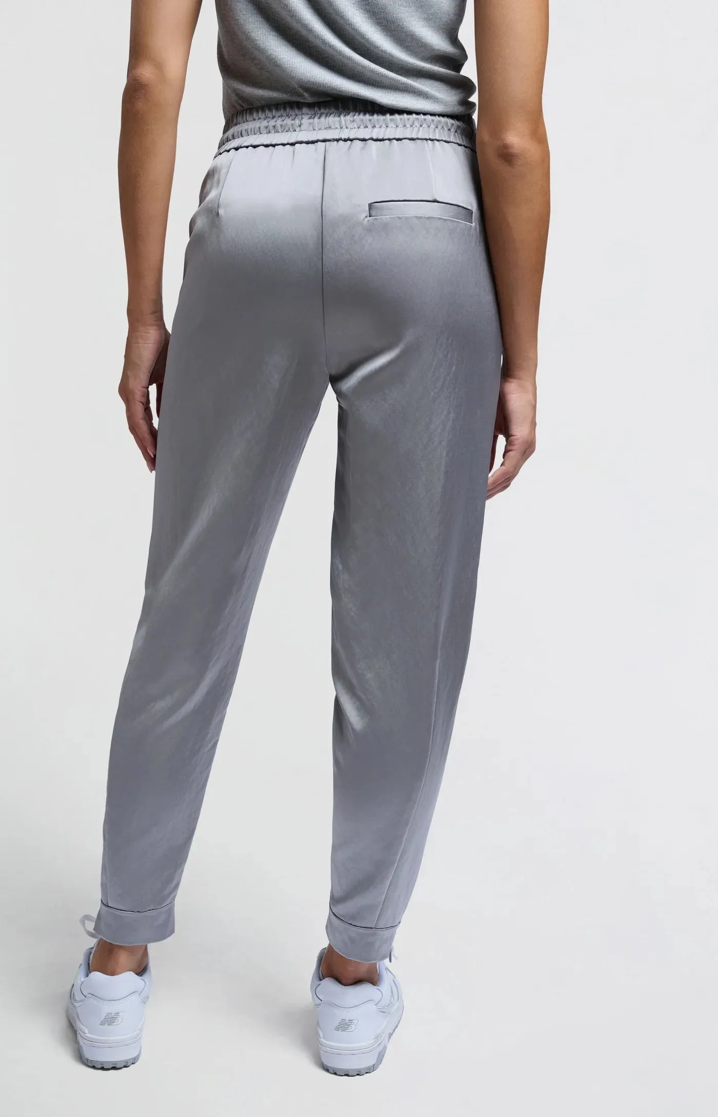 Satin Joggers in Light Metal Grey