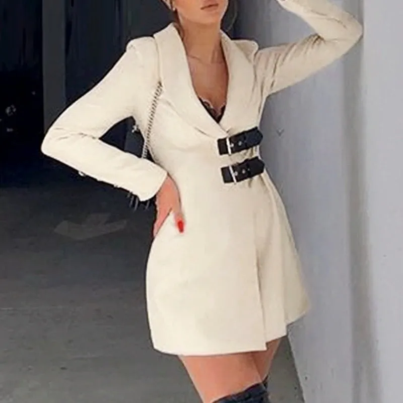 Sexy V-neck Casual  Blazer Long Sleeve Elegant Office Dress