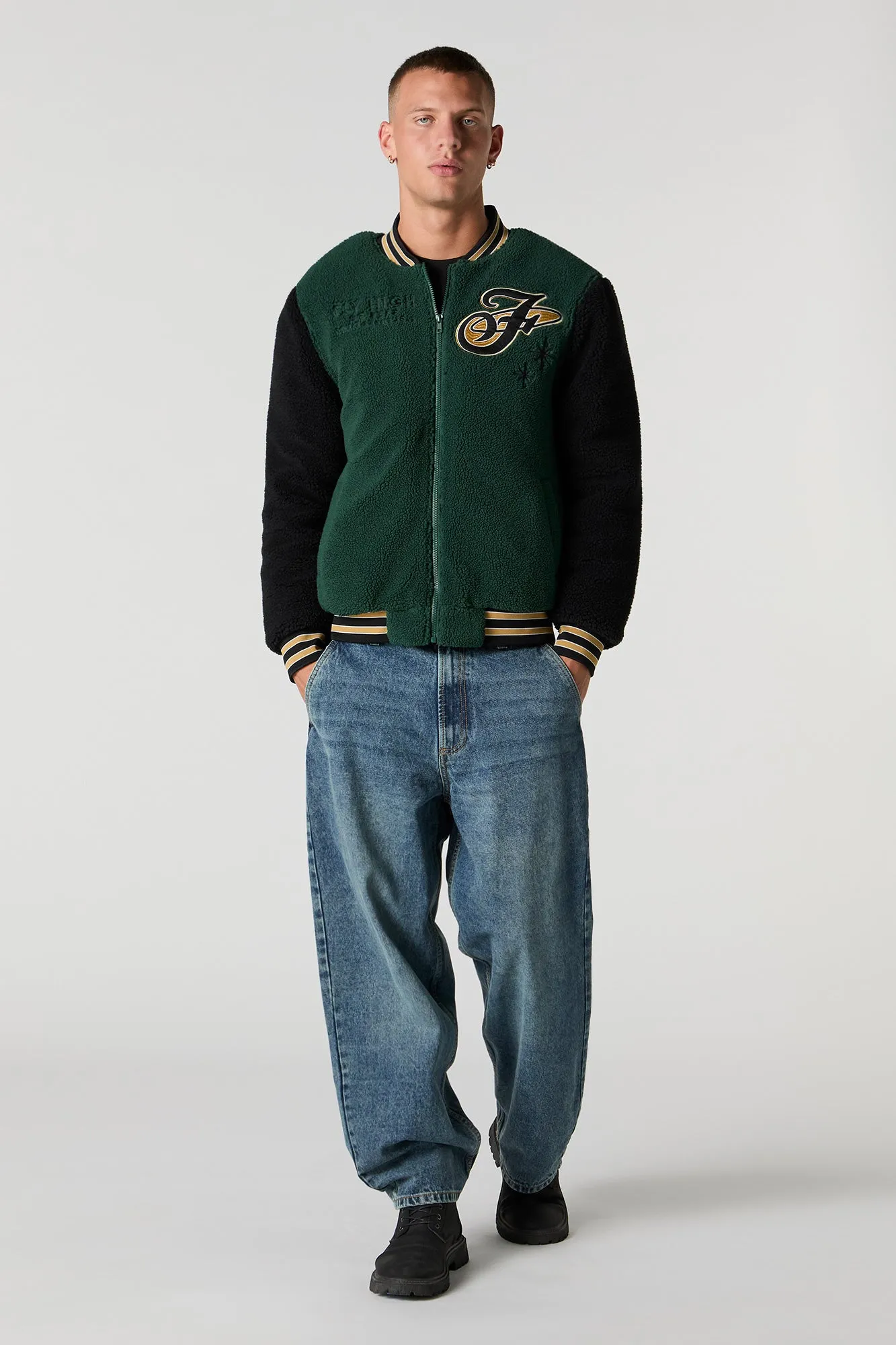 Sherpa Embroidered Varsity Jacket