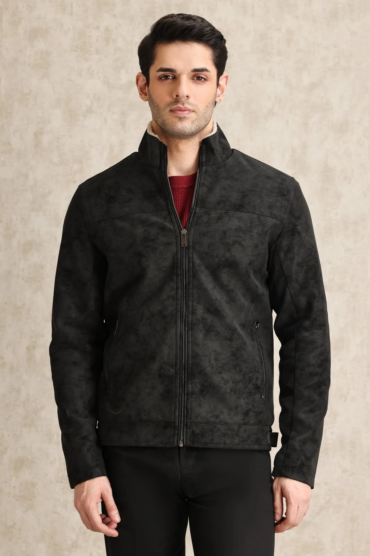 SHERPA-LINED LUXE JACKET-BLACK