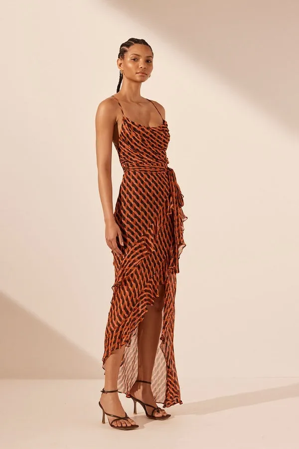 Shona Joy | Martina Cowl Neck Asymmetrical Maxi Dress