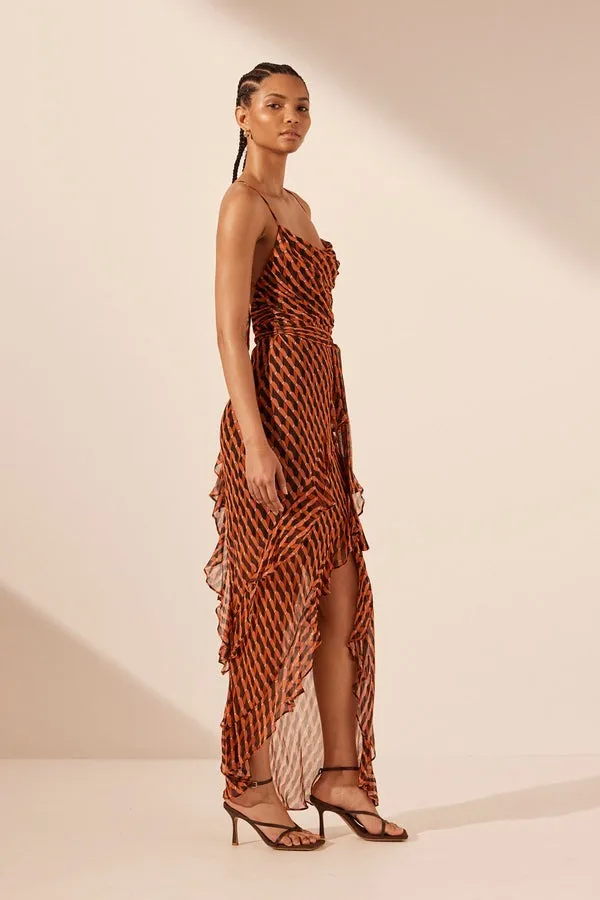 Shona Joy | Martina Cowl Neck Asymmetrical Maxi Dress