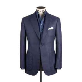 Single Breasted Notch Lapel Jacket in Navy Anniversary Wool