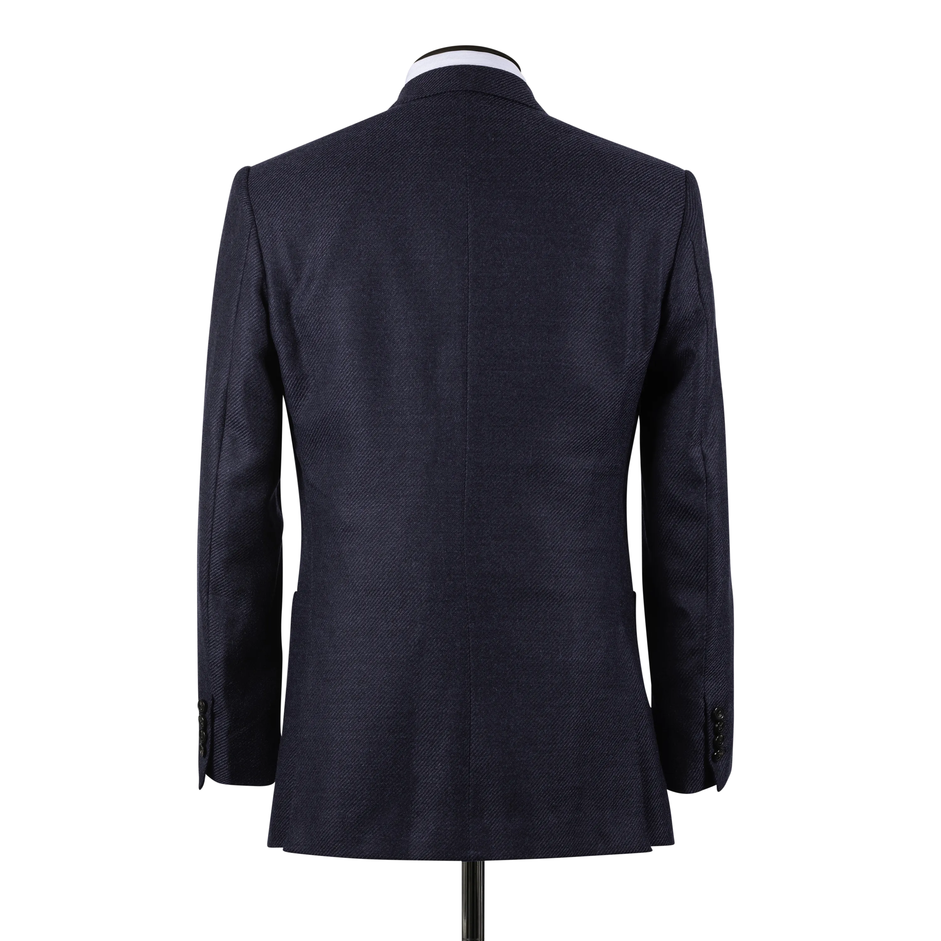 Single Breasted Notch Lapel Jacket in Navy Anniversary Wool