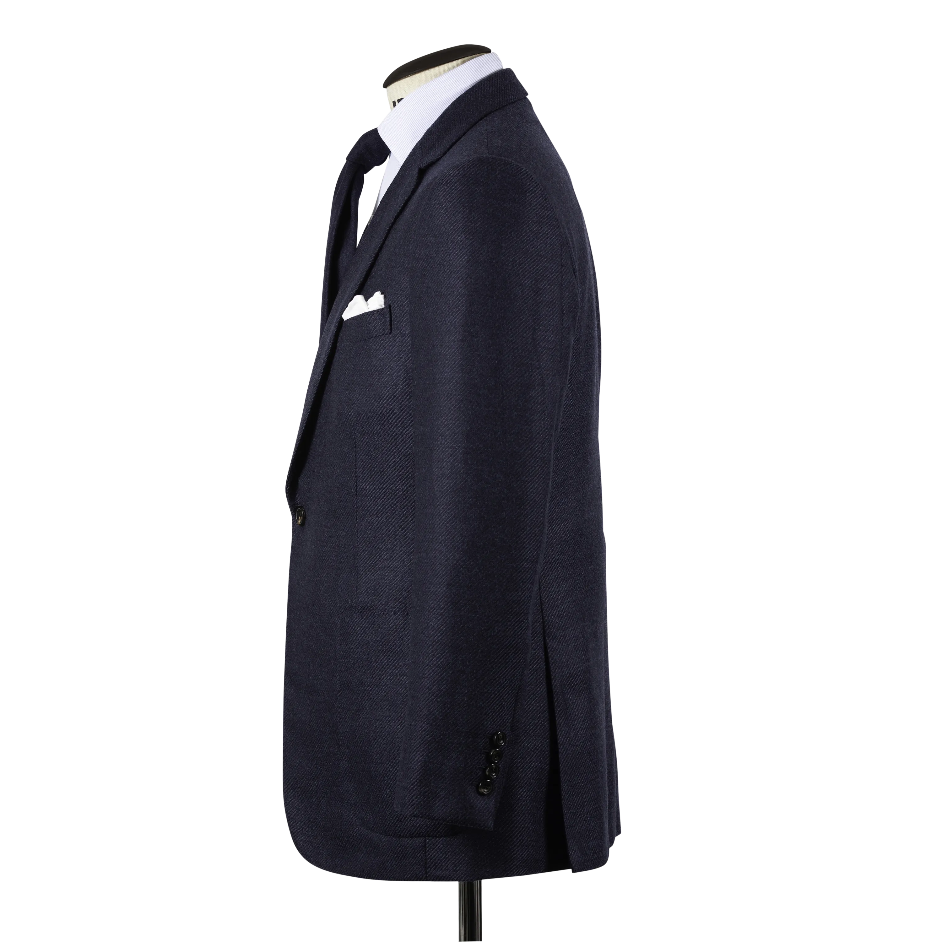 Single Breasted Notch Lapel Jacket in Navy Anniversary Wool