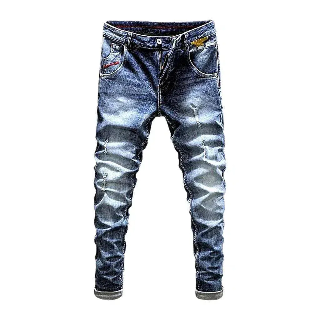 Small eagle embroidery street jeans