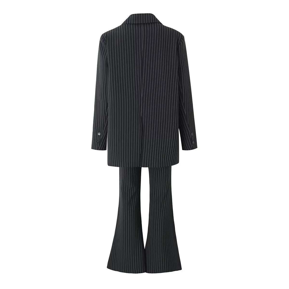 Spring Vertical Striped Blazer Suit Vest Bell Bottom Pants Suit