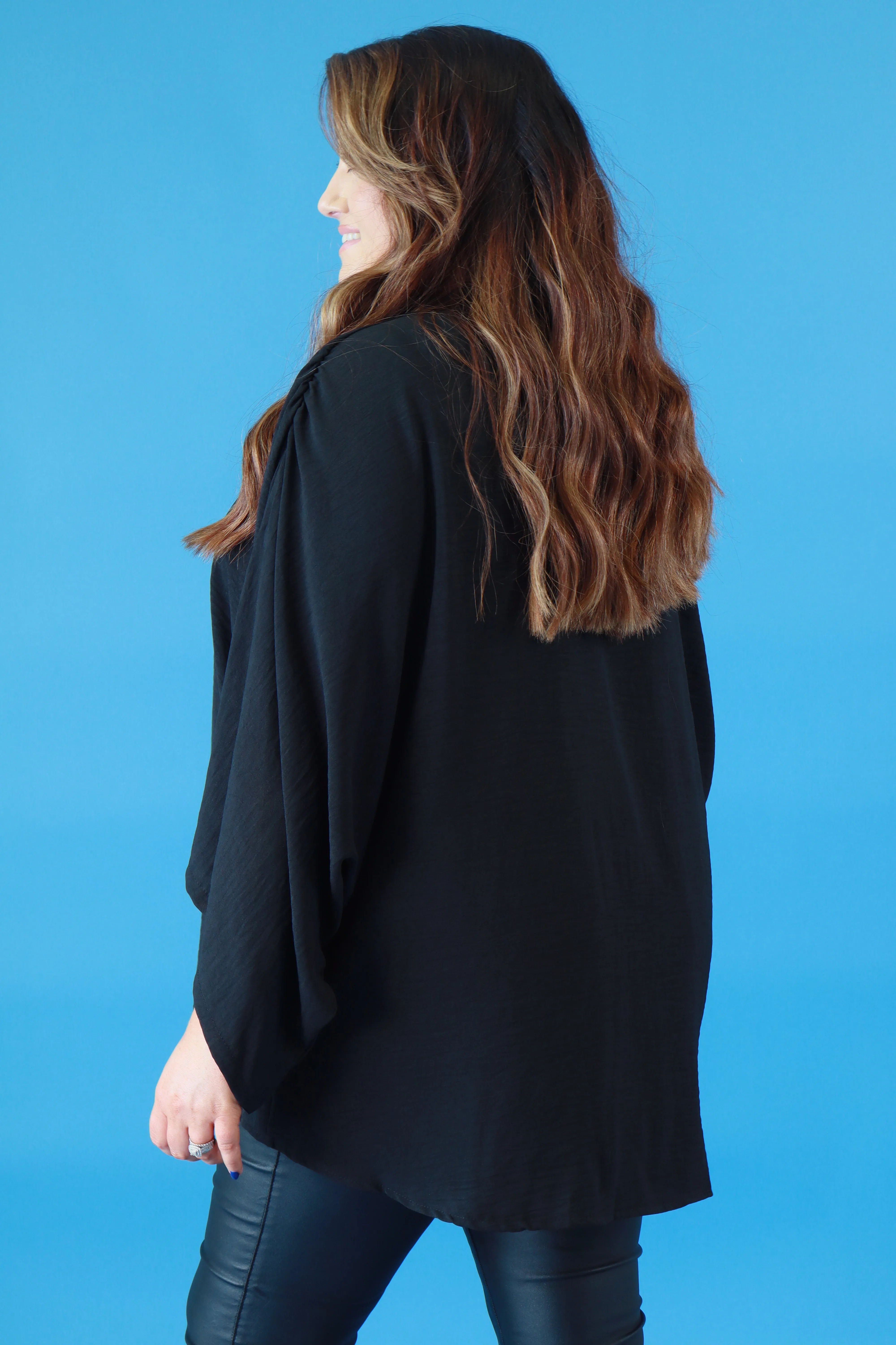 Stella Kimono Sleeve Blouse in Black