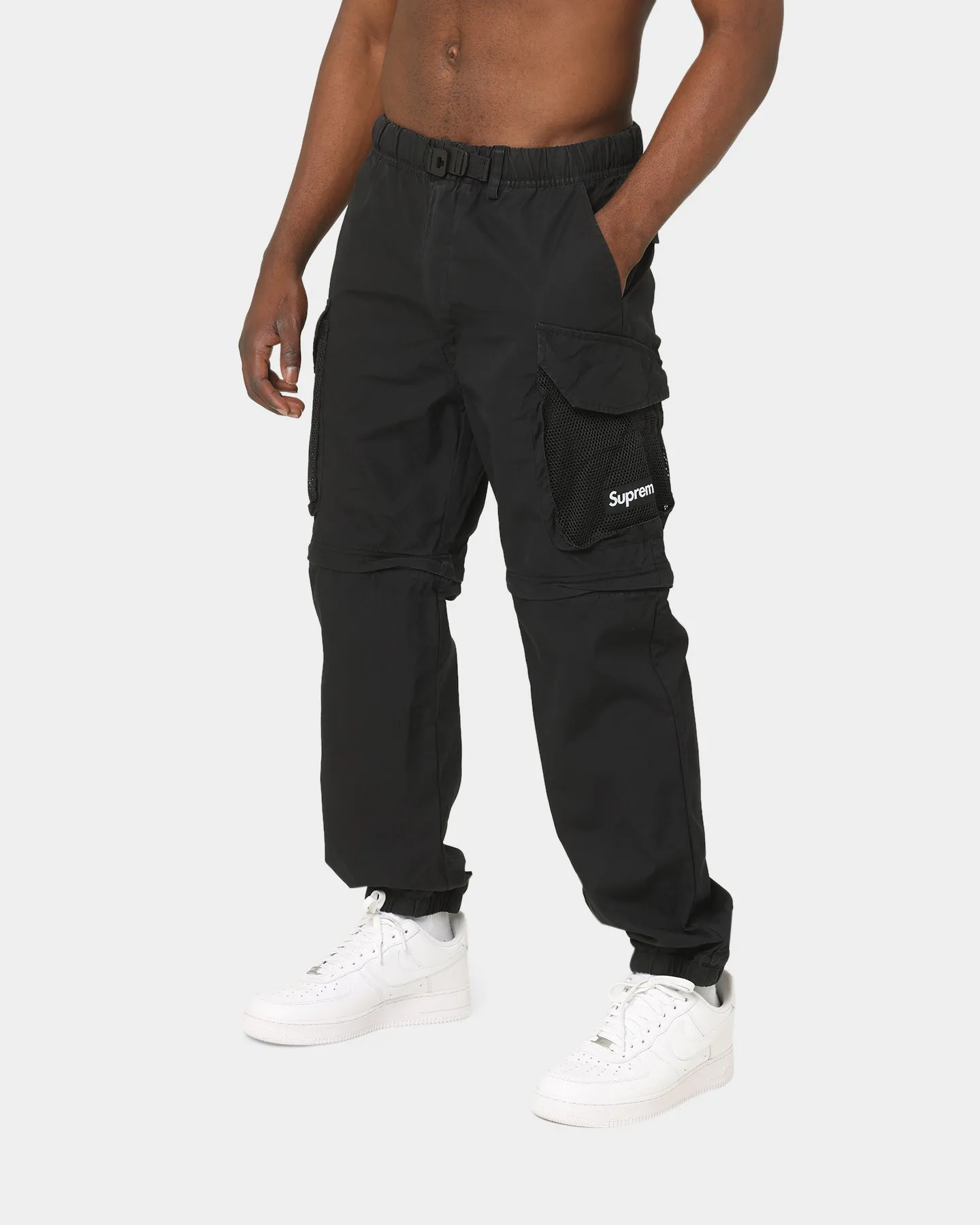 Supreme Mesh Pocket Belted Cargo Pants Black