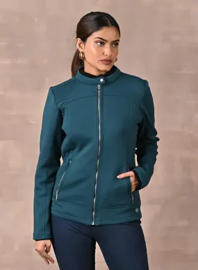 Teal Quilted Jacket with Zipper Detail