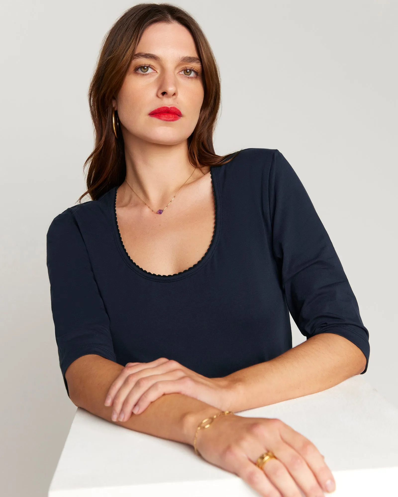 The Scoop Neck French Top - Navy Bleu