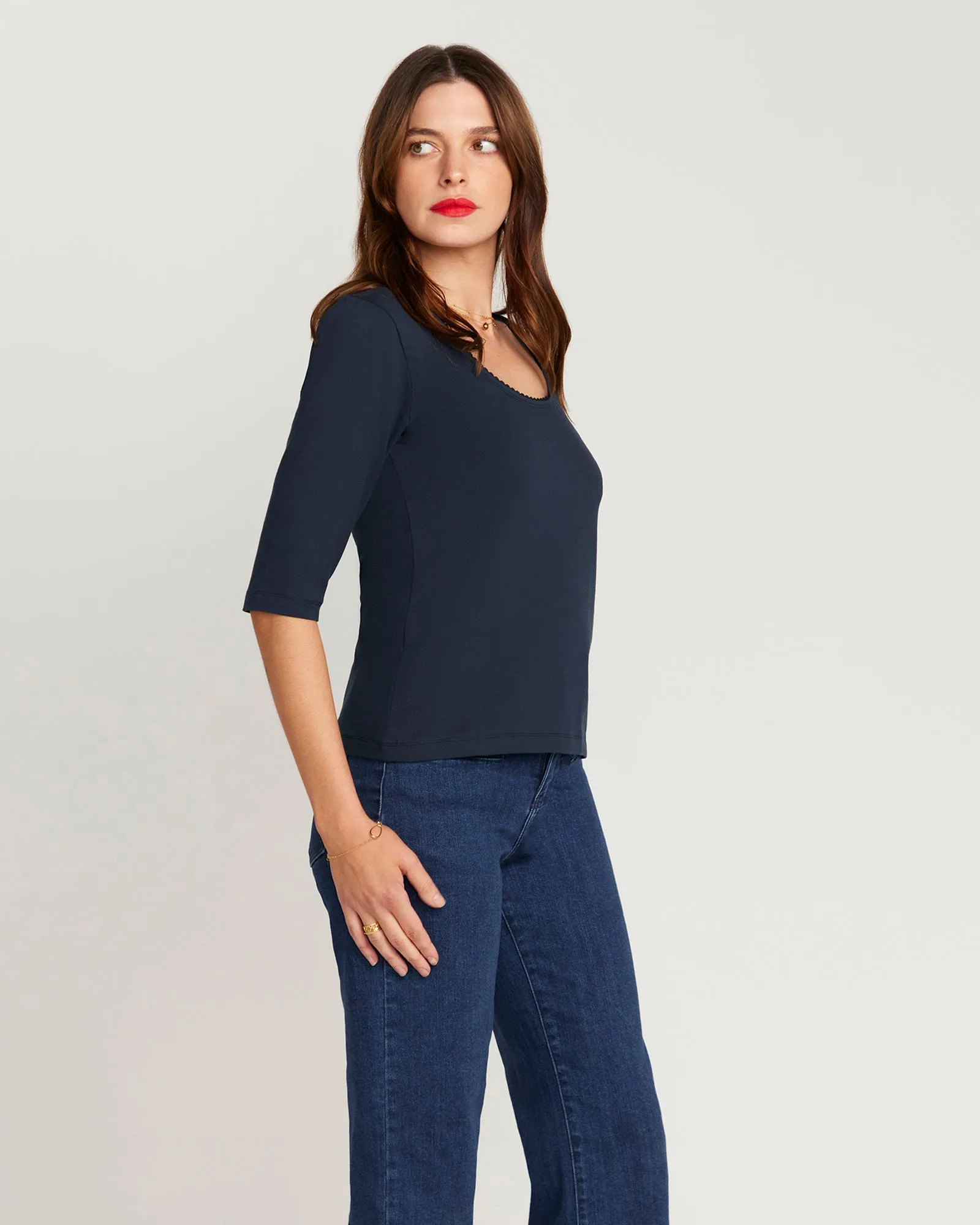 The Scoop Neck French Top - Navy Bleu