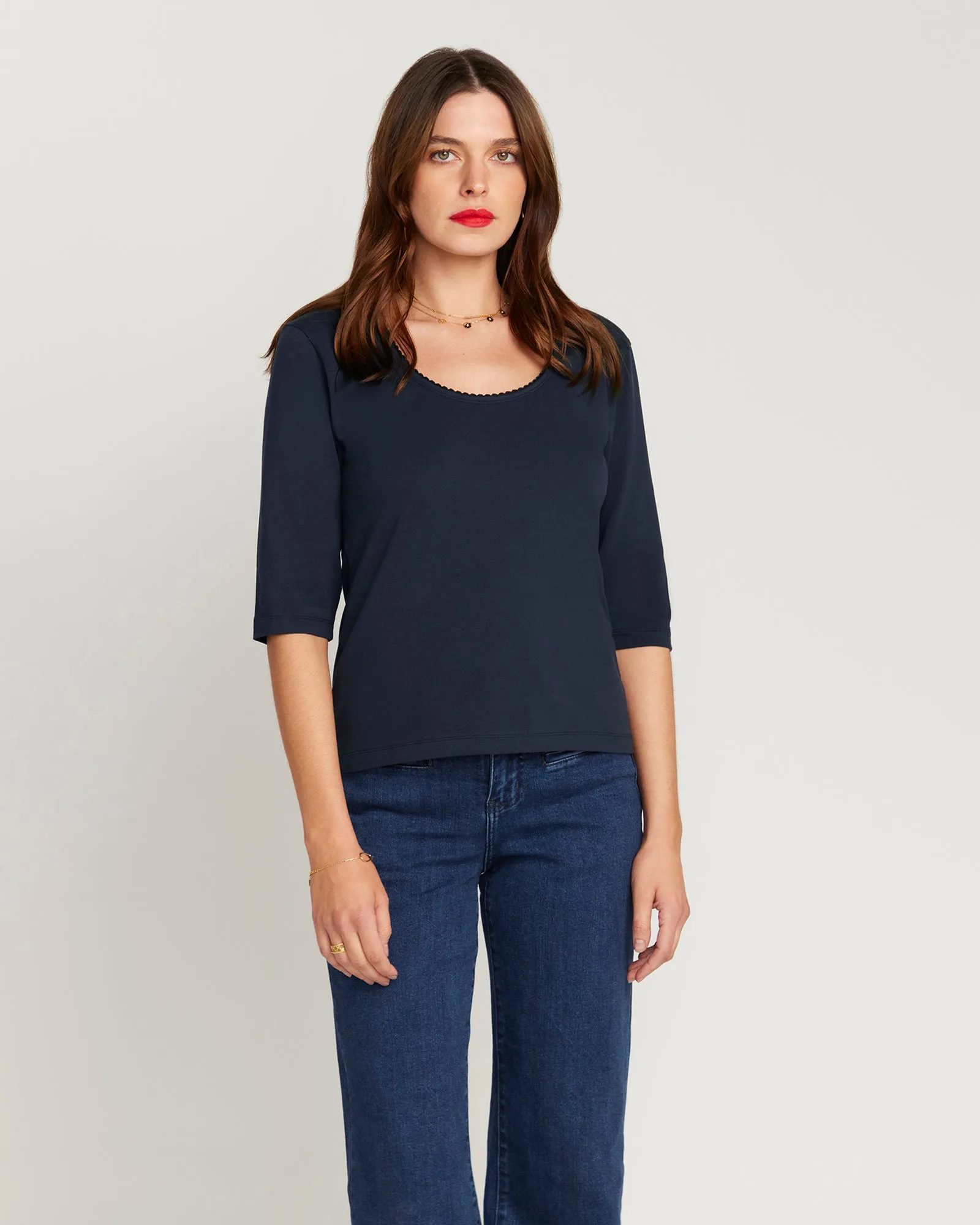 The Scoop Neck French Top - Navy Bleu