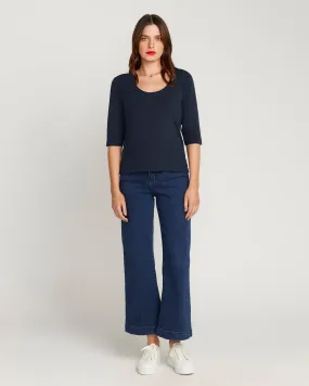 The Scoop Neck French Top - Navy Bleu