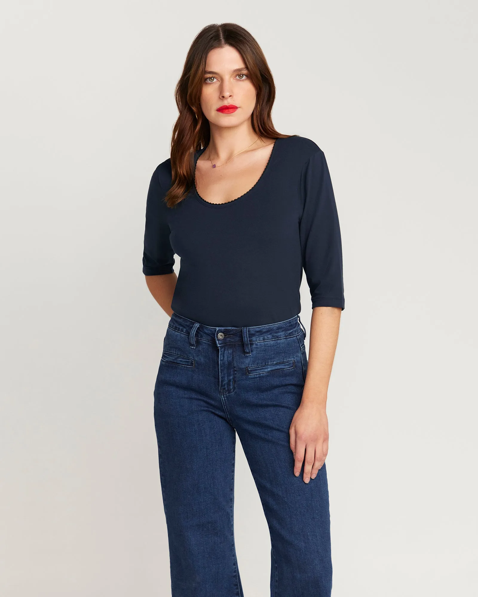 The Scoop Neck French Top - Navy Bleu