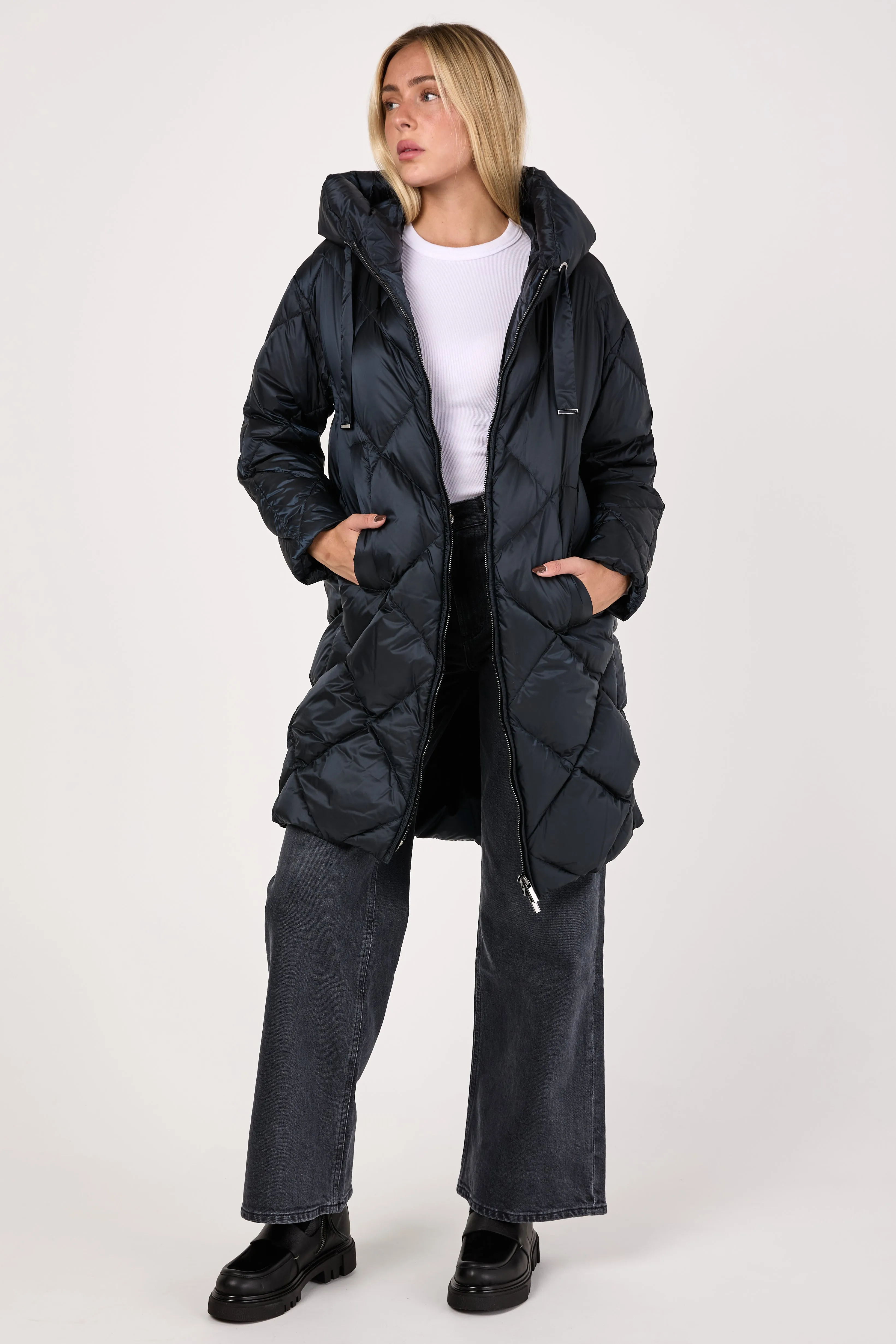 Trefe Puffer Down Coat in Midnight Blue