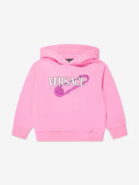 Versace Baby Girls Safety Pin Logo Hoodie in Pink