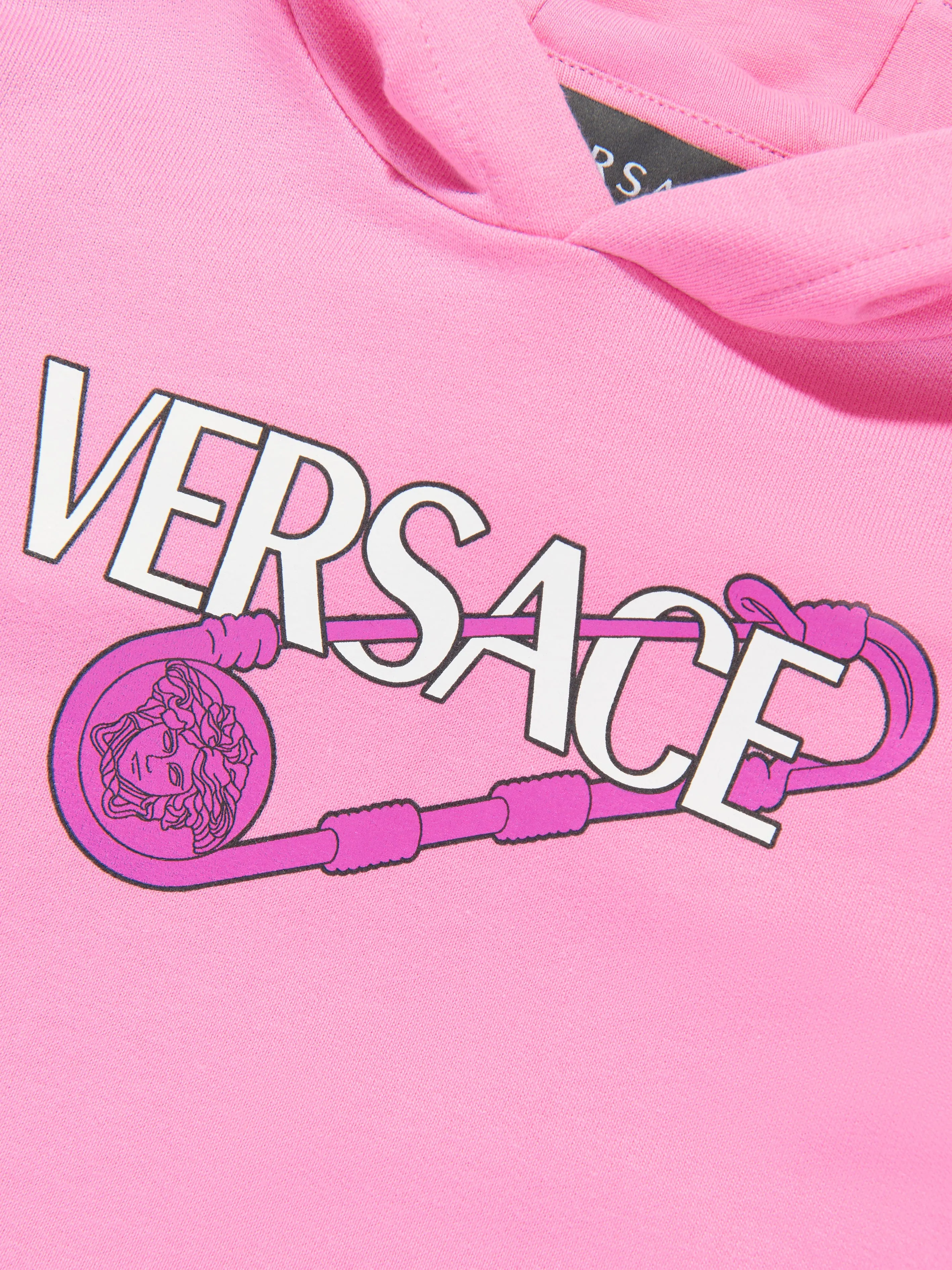 Versace Baby Girls Safety Pin Logo Hoodie in Pink