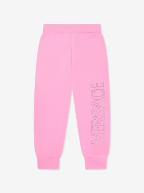 Versace Girls Crystal Logo Joggers in Pink