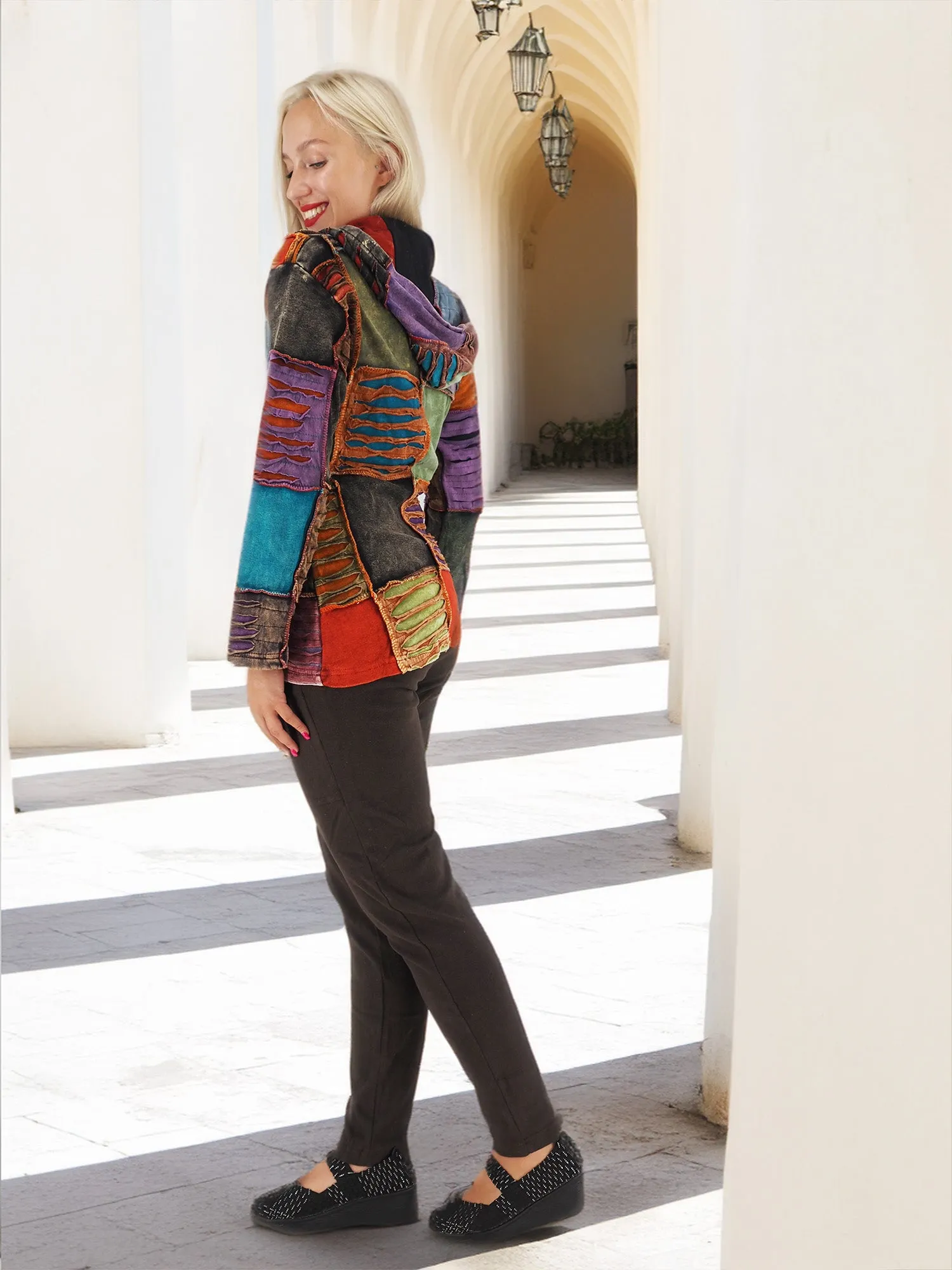 Vibrant Boho Patchwork Jacket - Artful Layers of Bohemian Style