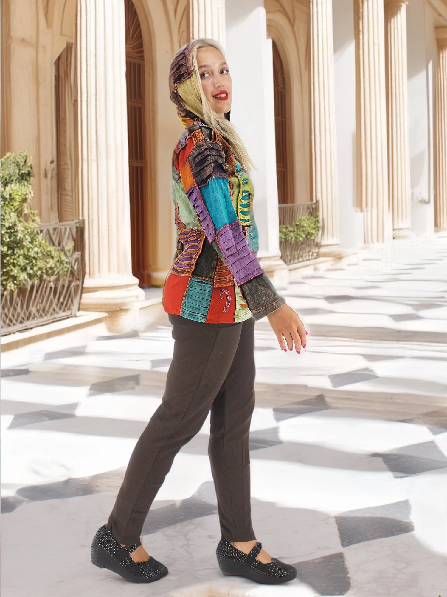 Vibrant Boho Patchwork Jacket - Artful Layers of Bohemian Style