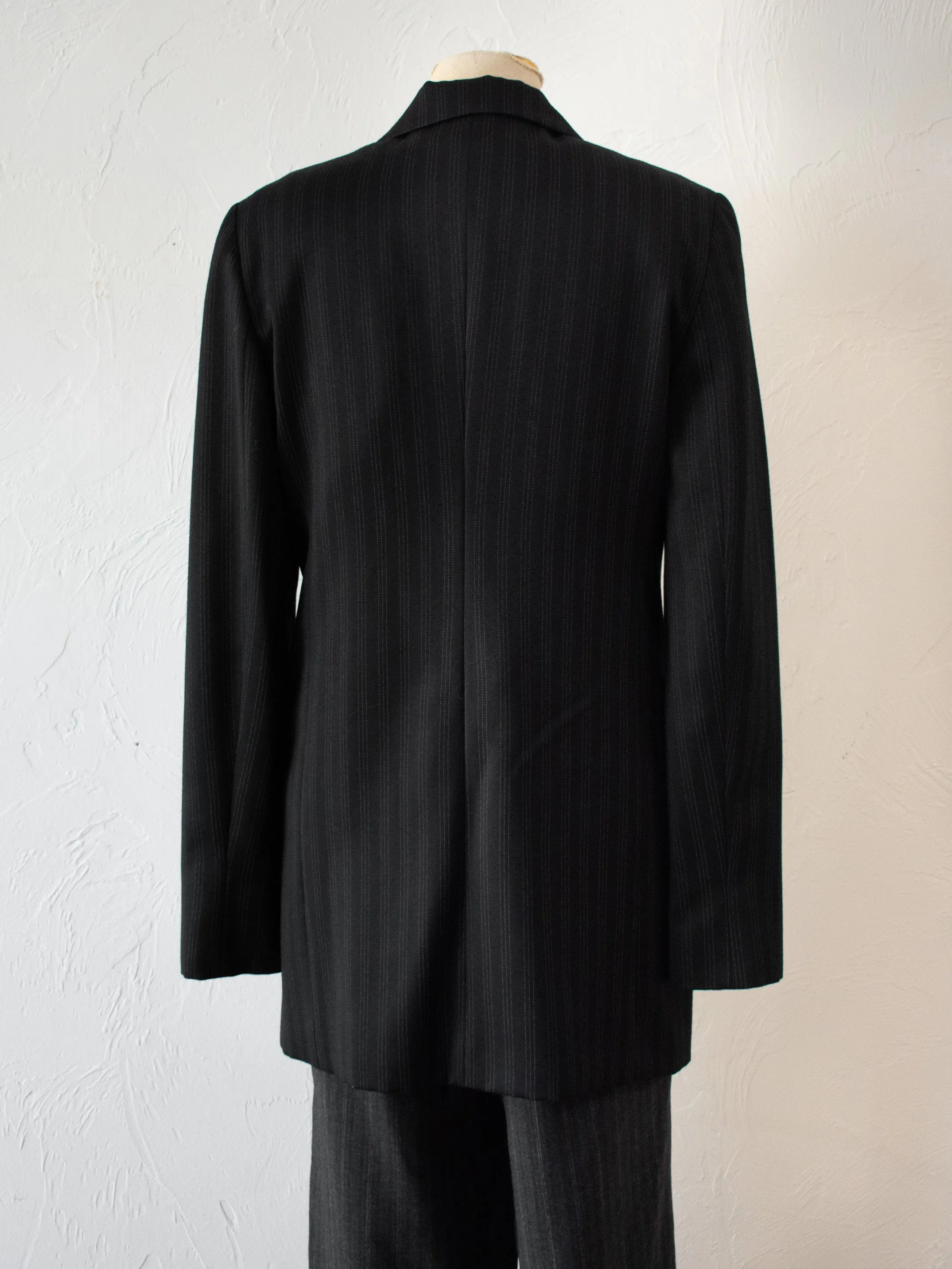 Vintage Krizia Double Breasted Triple Pin Stripe Black Blazer Medium/Large