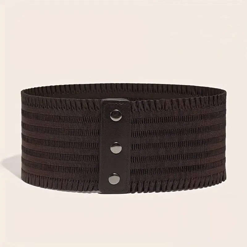 Vintage Wide Belt with Elegant Ruffles for Women