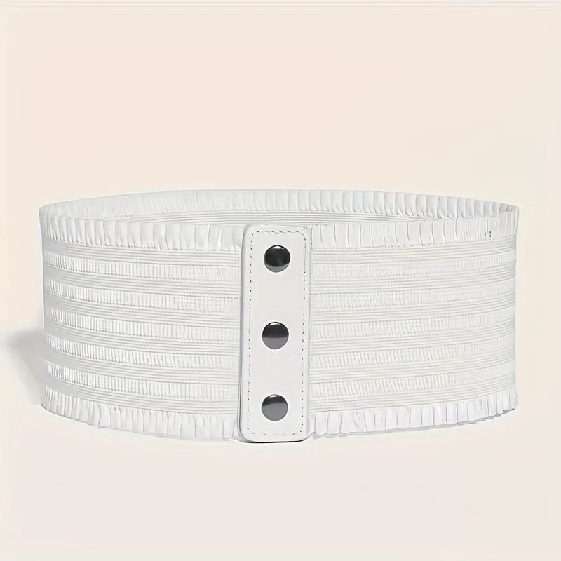 Vintage Wide Belt with Elegant Ruffles for Women