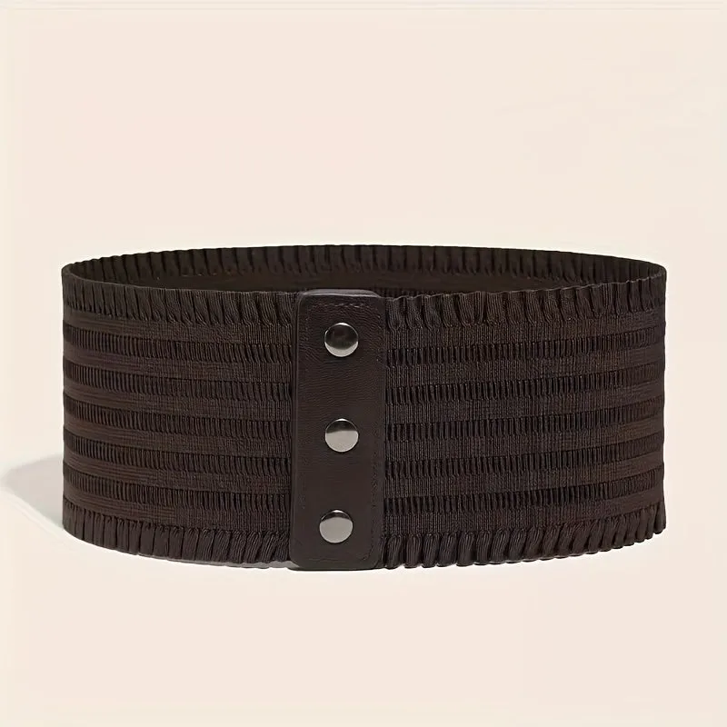 Vintage Wide Belt with Elegant Ruffles for Women