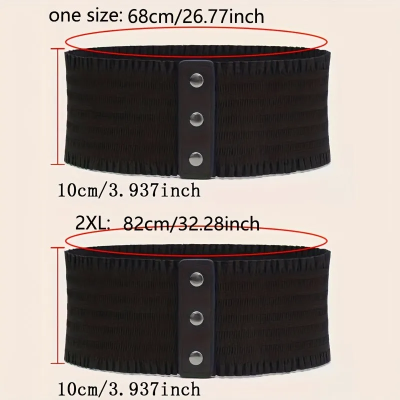 Vintage Wide Belt with Elegant Ruffles for Women