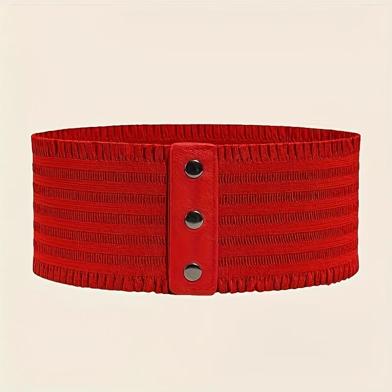 Vintage Wide Belt with Elegant Ruffles for Women