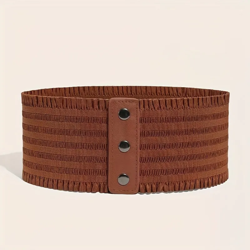 Vintage Wide Belt with Elegant Ruffles for Women