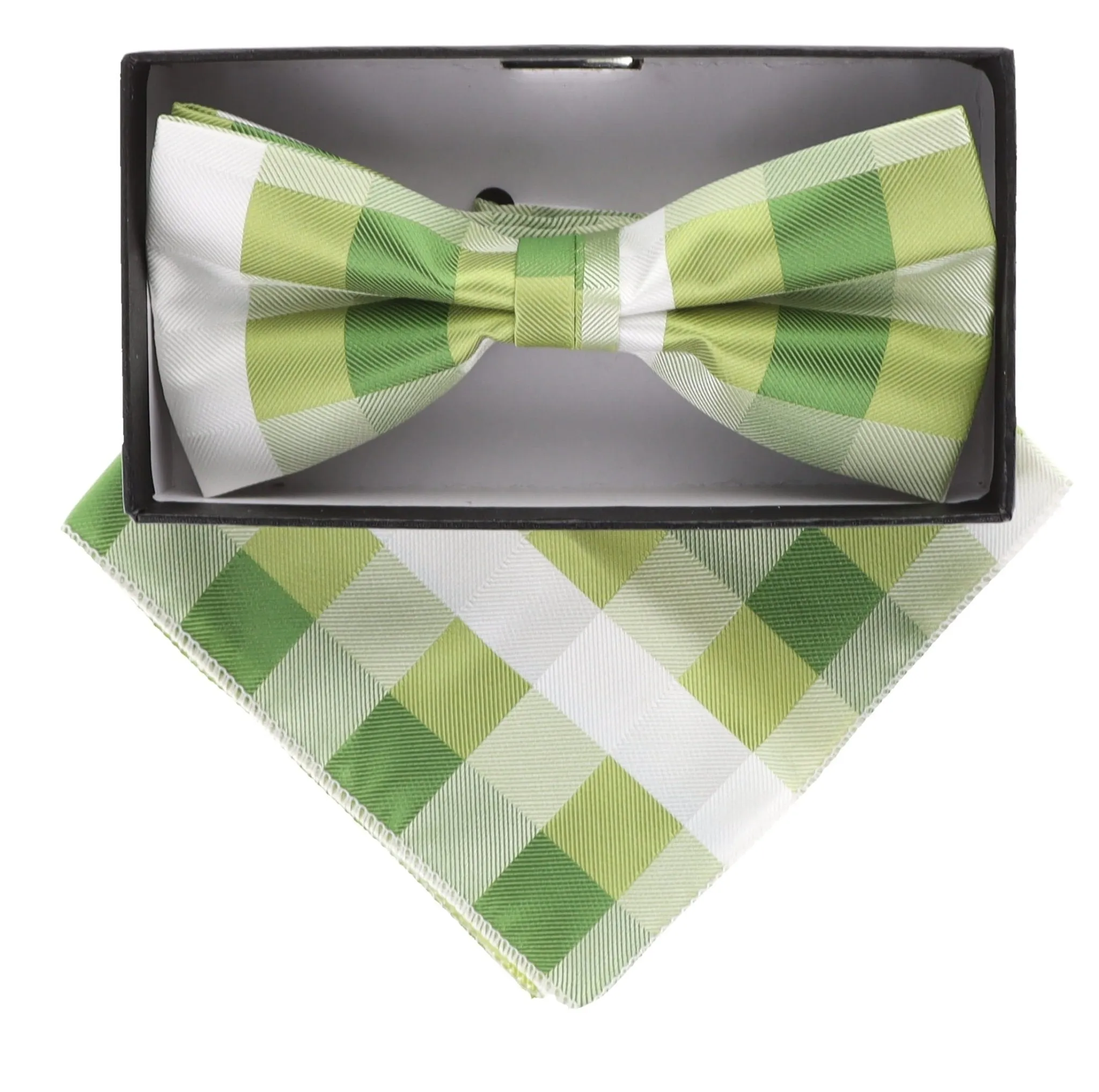 Vittorio Farina Men's Geometric Design Satin Bow Tie & Pocket Square in Gift Box