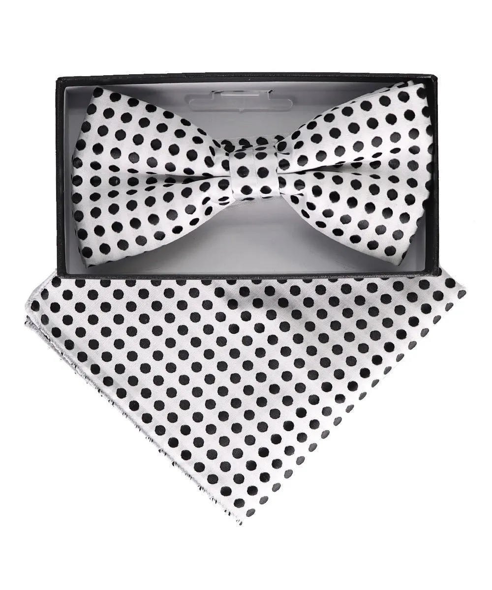 Vittorio Farina Men's Geometric Design Satin Bow Tie & Pocket Square in Gift Box