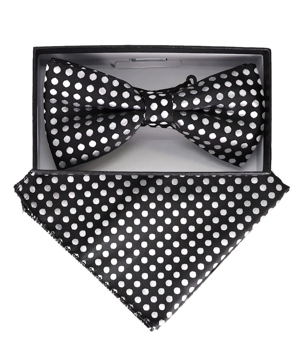 Vittorio Farina Men's Geometric Design Satin Bow Tie & Pocket Square in Gift Box