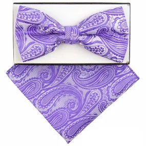 Vittorio Farina Men's Paisley Design Satin Bow Tie & Pocket Square in Gift Box