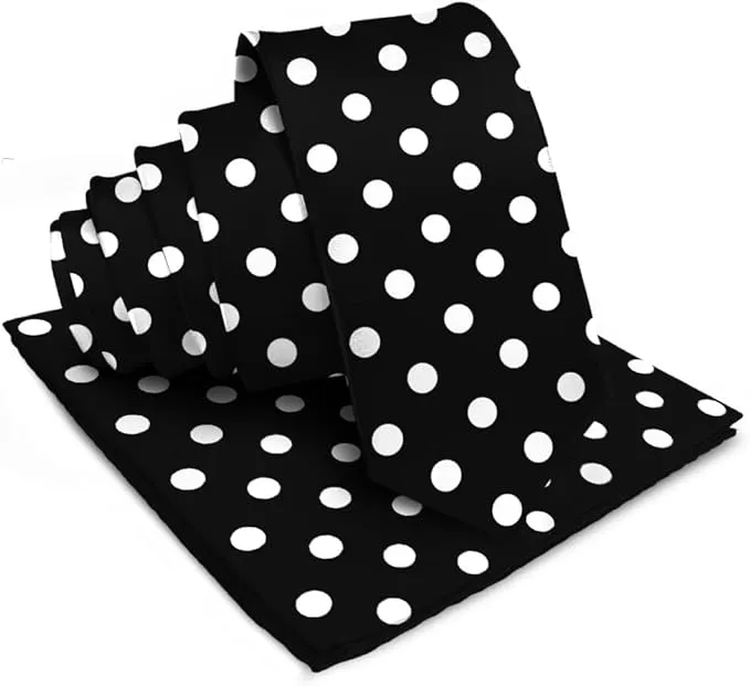 Vittorio Farina Men's Polka Dot Satin Necktie & Pocket Square in Gift Box