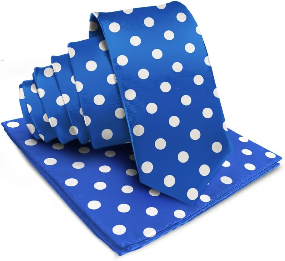 Vittorio Farina Men's Polka Dot Satin Necktie & Pocket Square in Gift Box