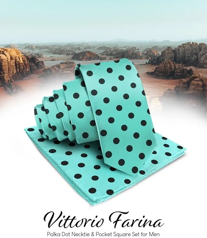 Vittorio Farina Men's Polka Dot Satin Necktie & Pocket Square in Gift Box