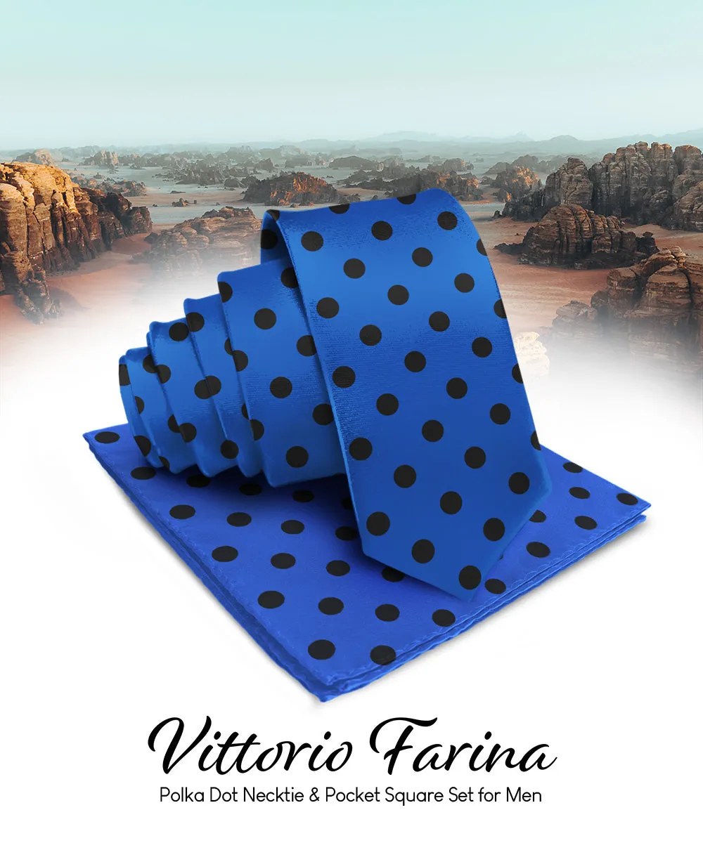 Vittorio Farina Men's Polka Dot Satin Necktie & Pocket Square in Gift Box