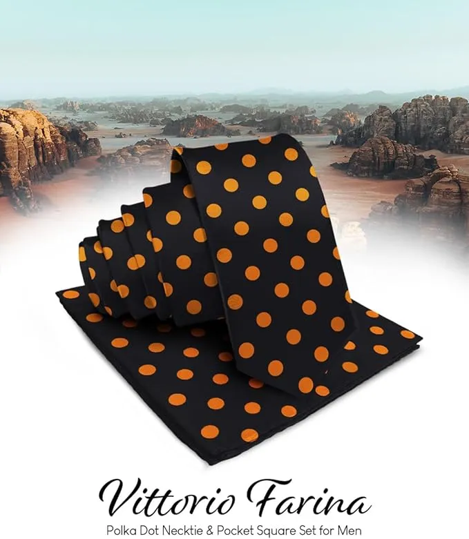 Vittorio Farina Men's Polka Dot Satin Necktie & Pocket Square in Gift Box