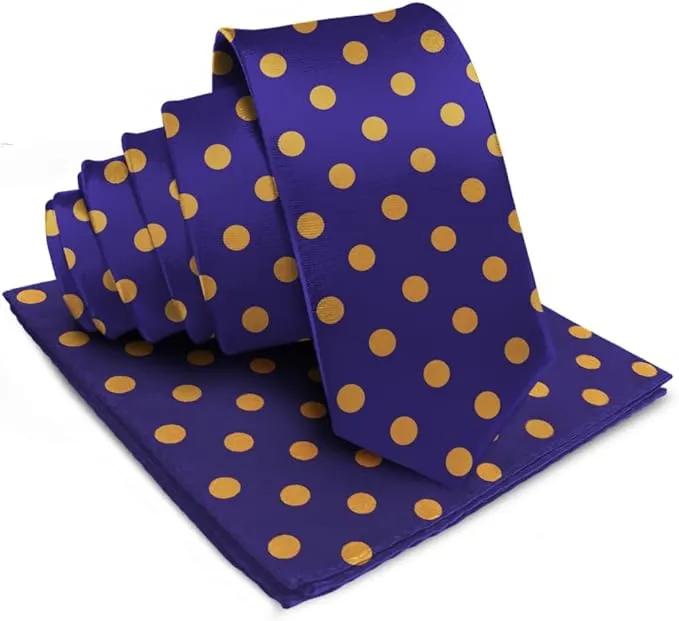 Vittorio Farina Men's Polka Dot Satin Necktie & Pocket Square in Gift Box