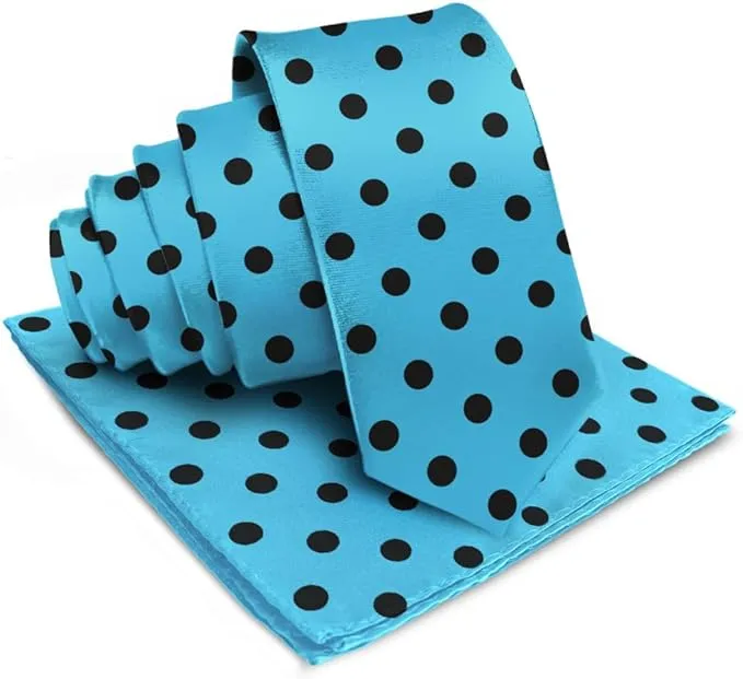 Vittorio Farina Men's Polka Dot Satin Necktie & Pocket Square in Gift Box