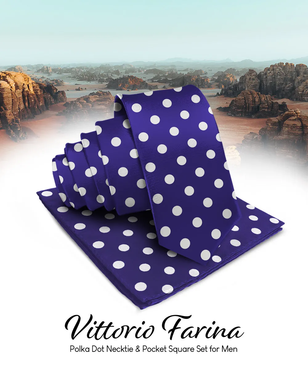 Vittorio Farina Men's Polka Dot Satin Necktie & Pocket Square in Gift Box