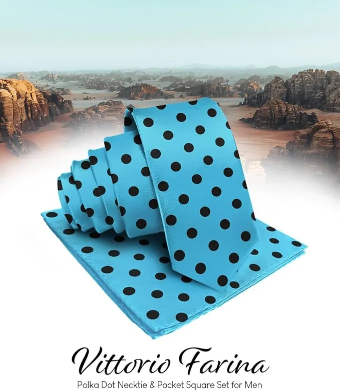 Vittorio Farina Men's Polka Dot Satin Necktie & Pocket Square in Gift Box